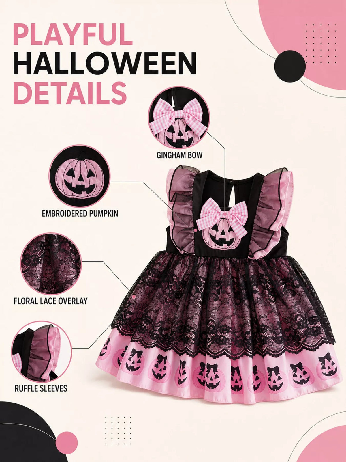 Children's Halloween Lolita Style Pumpkin Print Dress - TheMomCo.