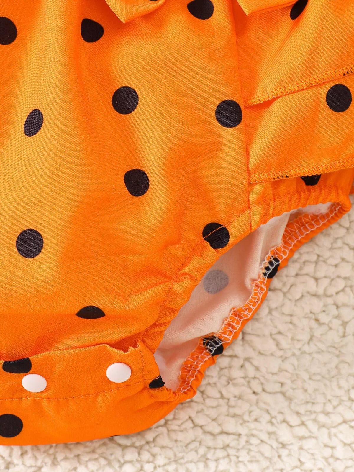 Children's Halloween Pumpkin Polka Dot Bodysuit and Headband Set - TheMomCo.