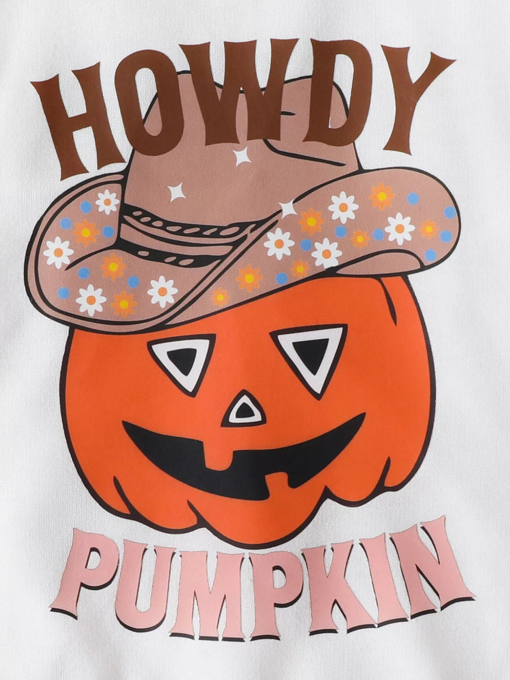 Children's Howdy Pumpkin Graphic Long Sleeve Sweatshirt and Ribbed Bell Pants Set - TheMomCo.