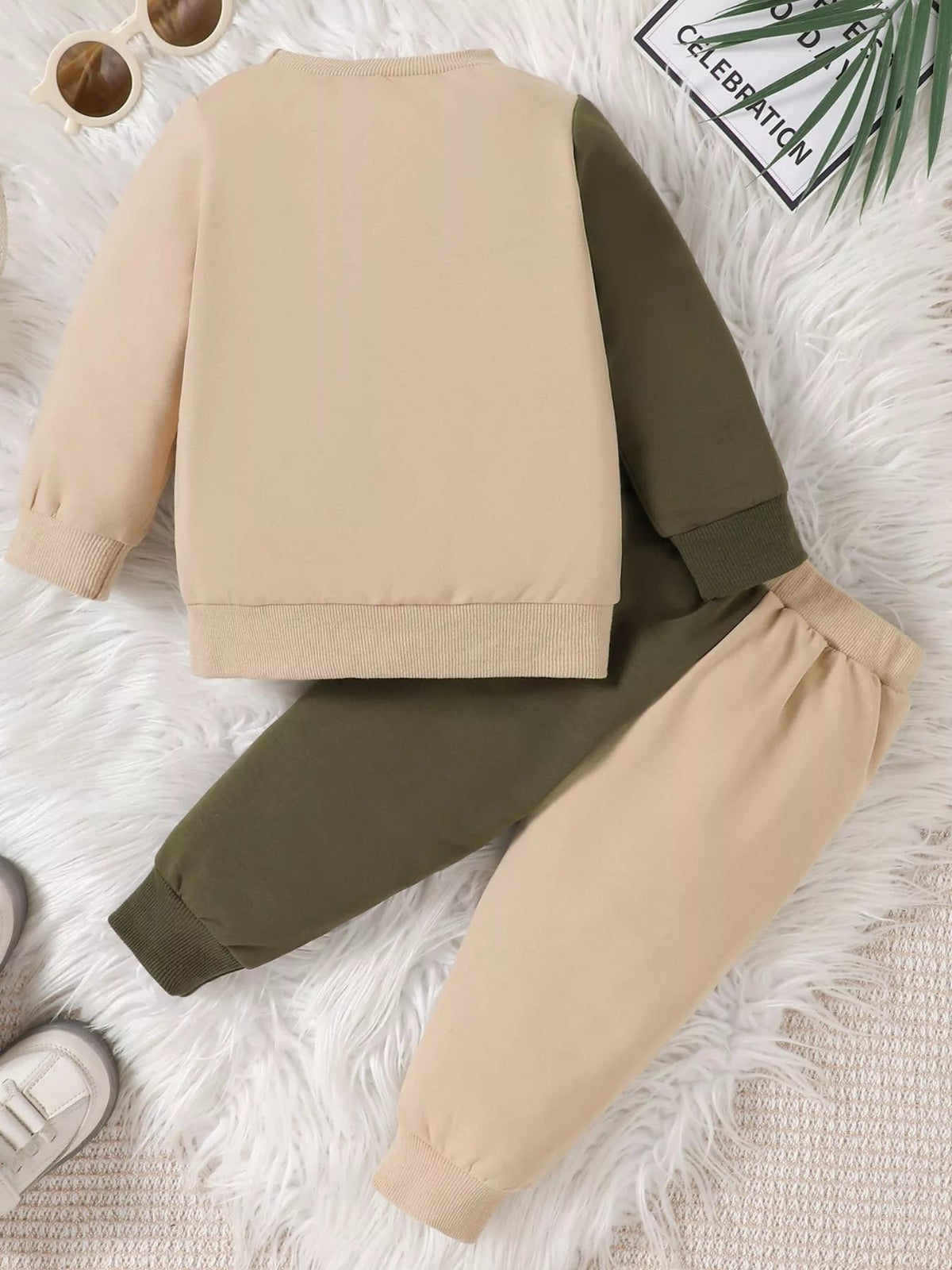 Children's Letter Round Neck Top and Pants Set - TheMomCo.