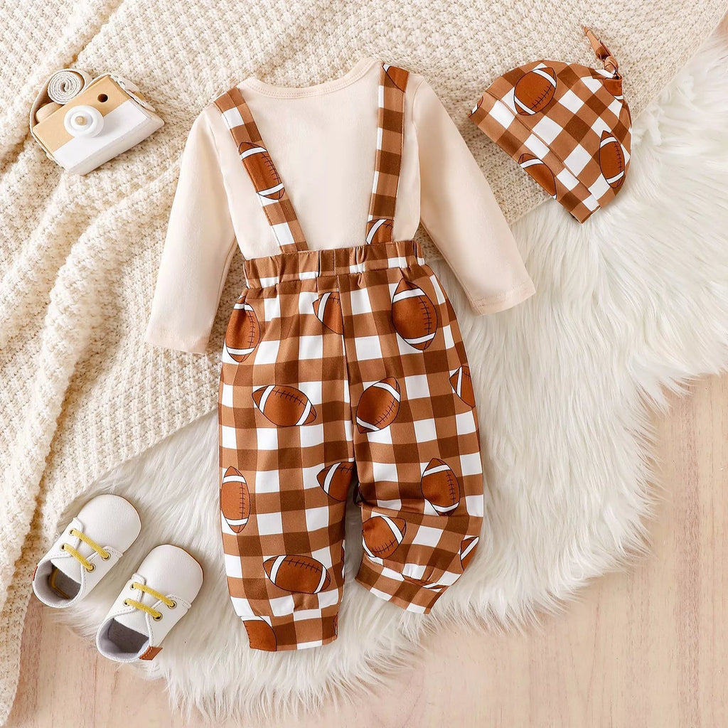 Children's My First Football Season Bodysuit and Pants Set with Hat - TheMomCo.