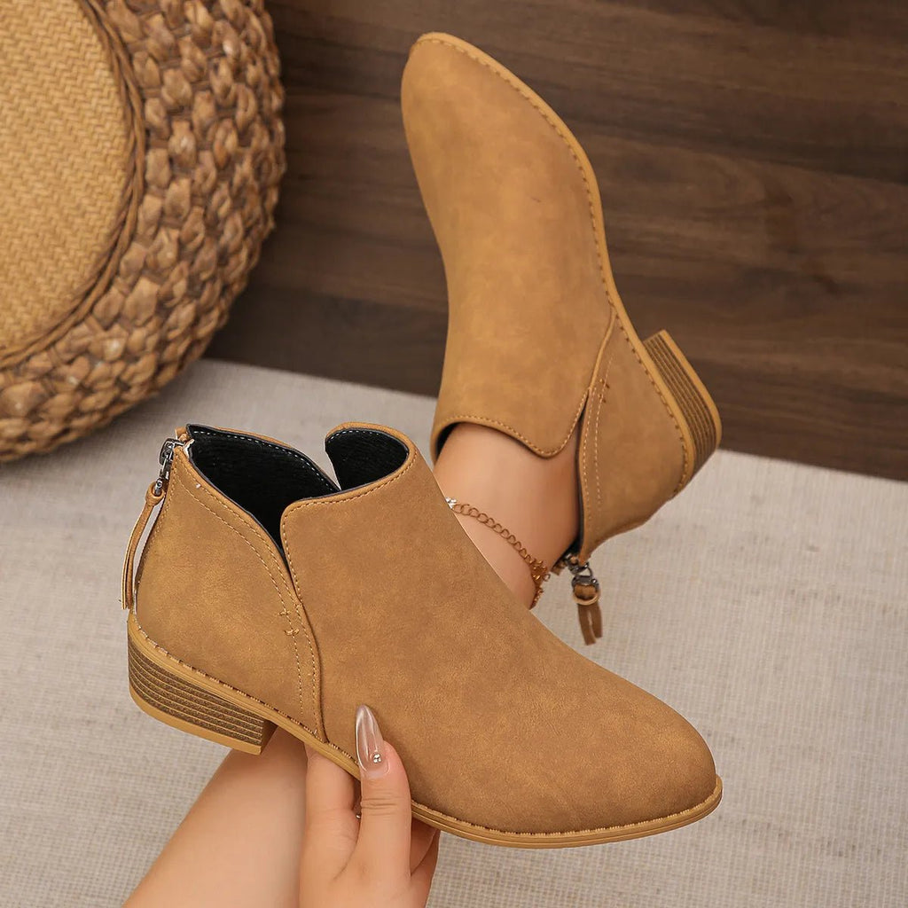 Classic Block Heel Ankle Boots - TheMomCo.
