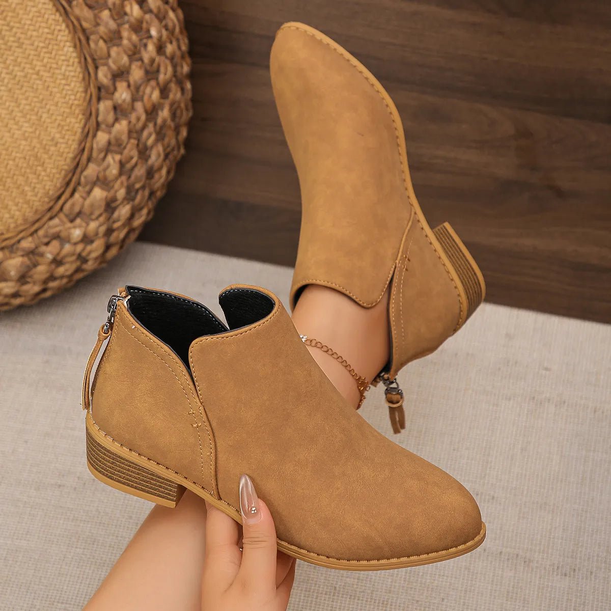 Classic Block Heel Ankle Boots - TheMomCo.
