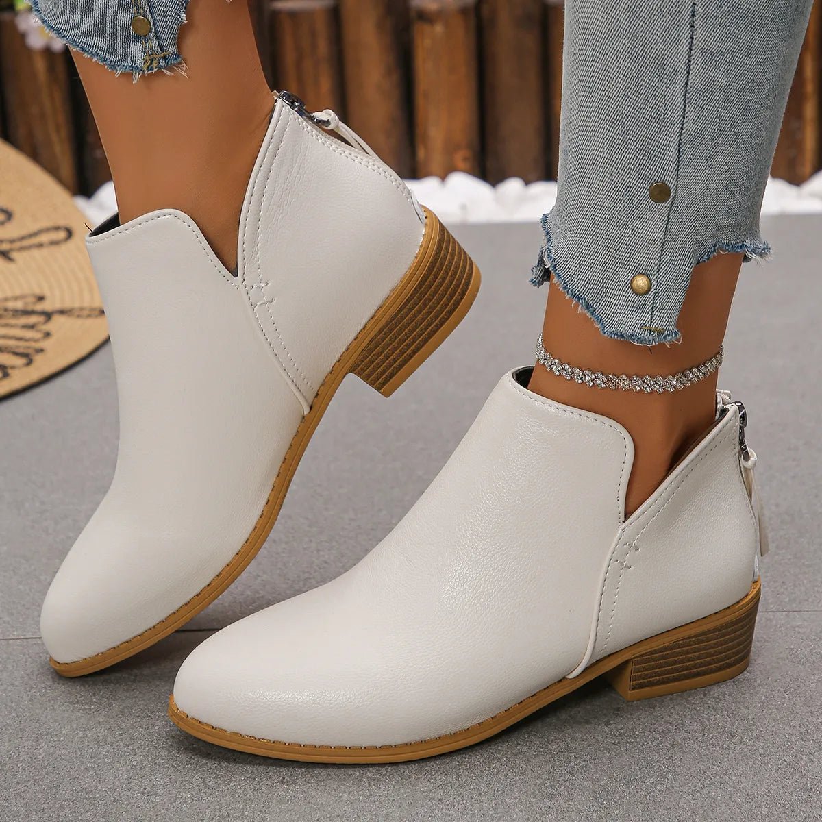 Classic Block Heel Ankle Boots - TheMomCo.