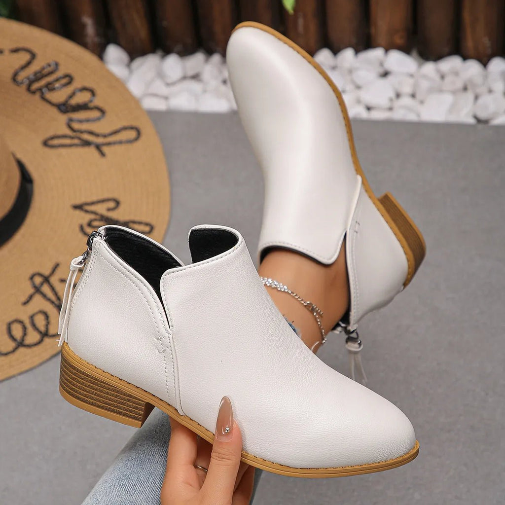 Classic Block Heel Ankle Boots - TheMomCo.