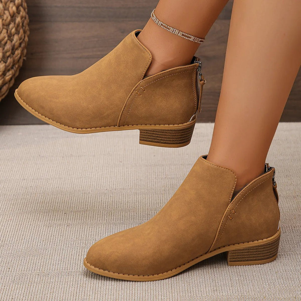 Classic Block Heel Ankle Boots - TheMomCo.