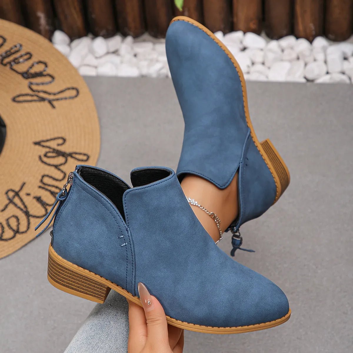 Classic Block Heel Ankle Boots - TheMomCo.