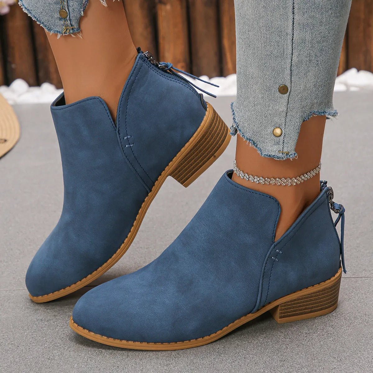 Classic Block Heel Ankle Boots - TheMomCo.