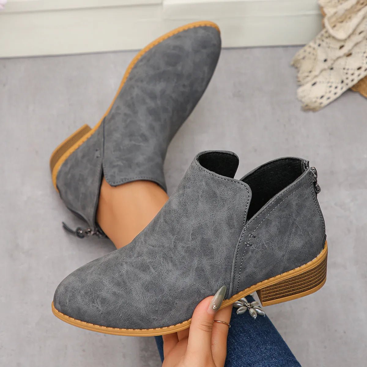 Classic Block Heel Ankle Boots - TheMomCo.