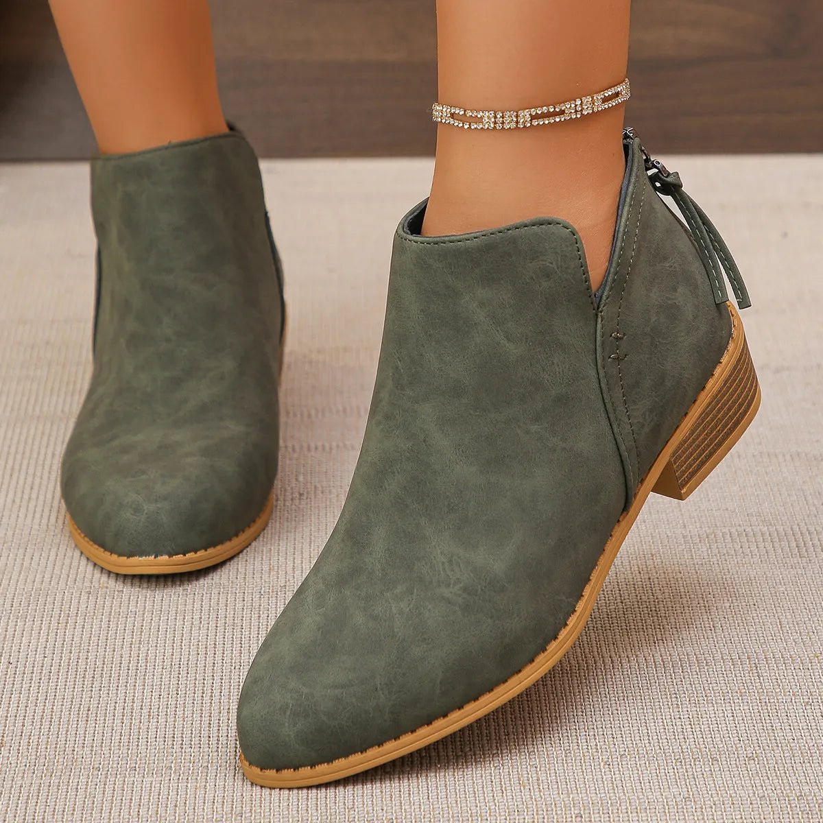 Classic Block Heel Ankle Boots - TheMomCo.