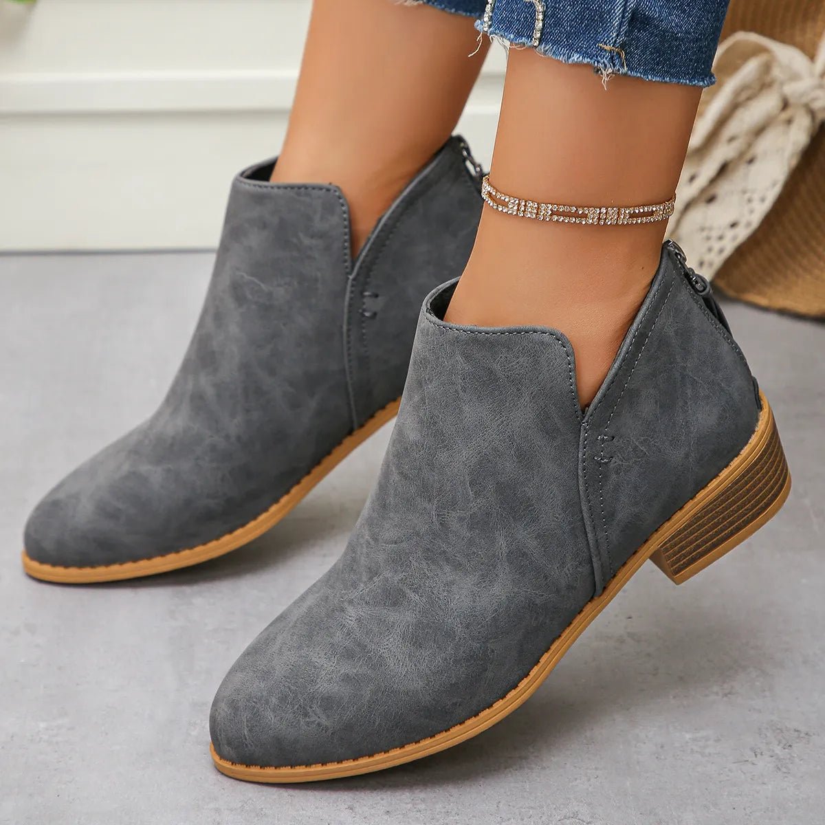 Classic Block Heel Ankle Boots - TheMomCo.