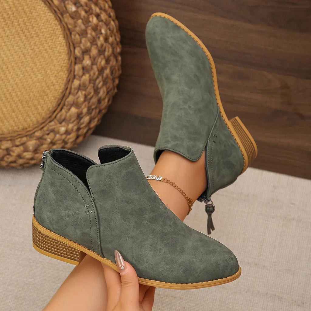 Classic Block Heel Ankle Boots - TheMomCo.
