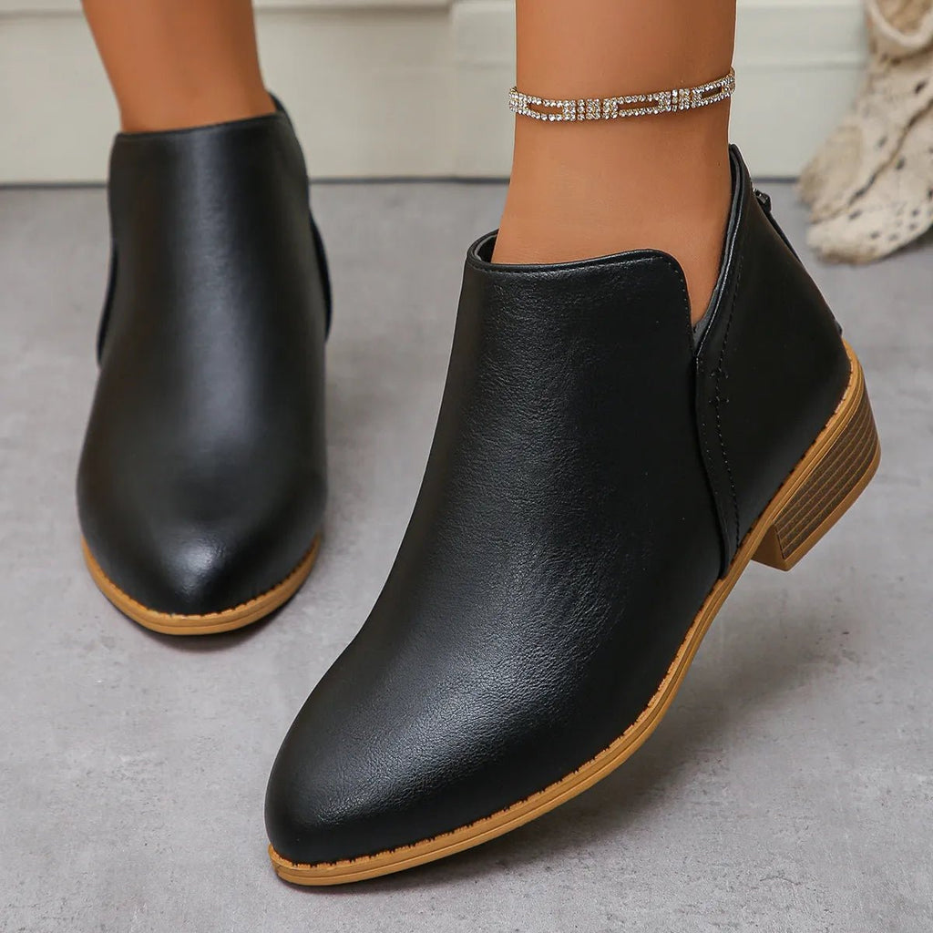 Classic Block Heel Ankle Boots - TheMomCo.