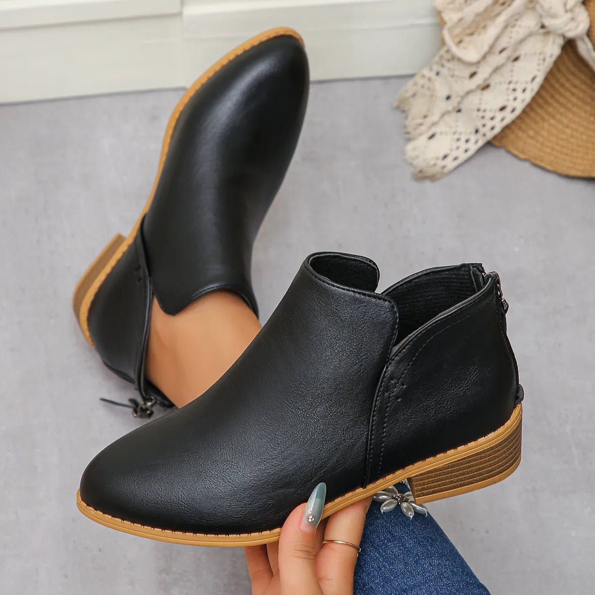 Classic Block Heel Ankle Boots - TheMomCo.