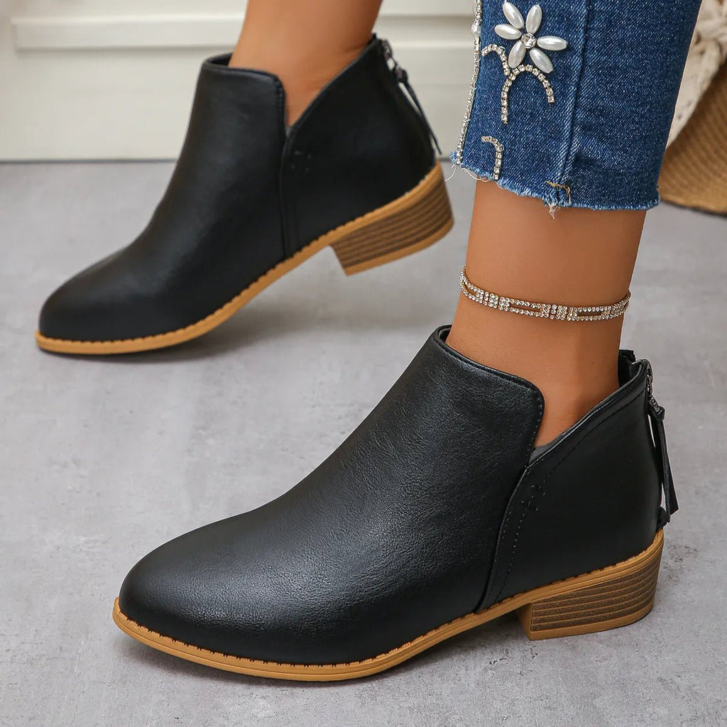 Classic Block Heel Ankle Boots - TheMomCo.