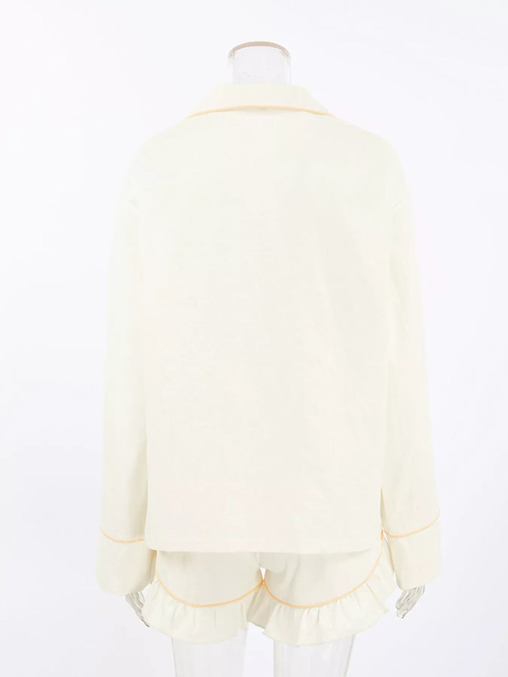 Contrast Trim Long Sleeve Top and Shorts Lounge Set - TheMomCo.