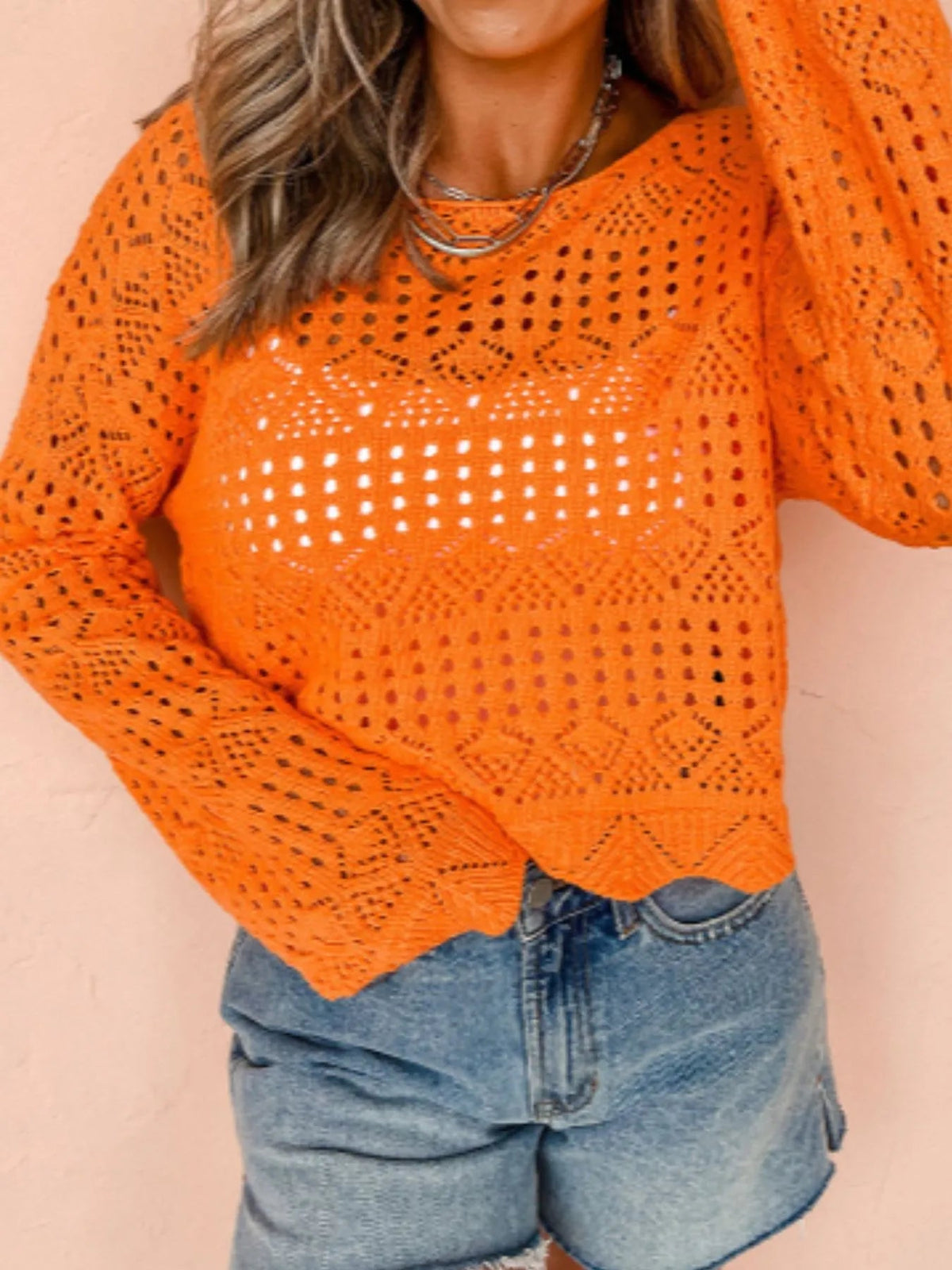 Crochet Boat Neck Knit Cover Up - TheMomCo.