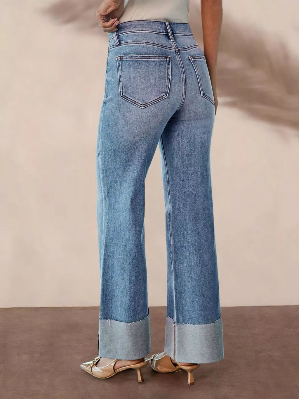 Distressed High-Waisted Flare Jeans - TheMomCo.