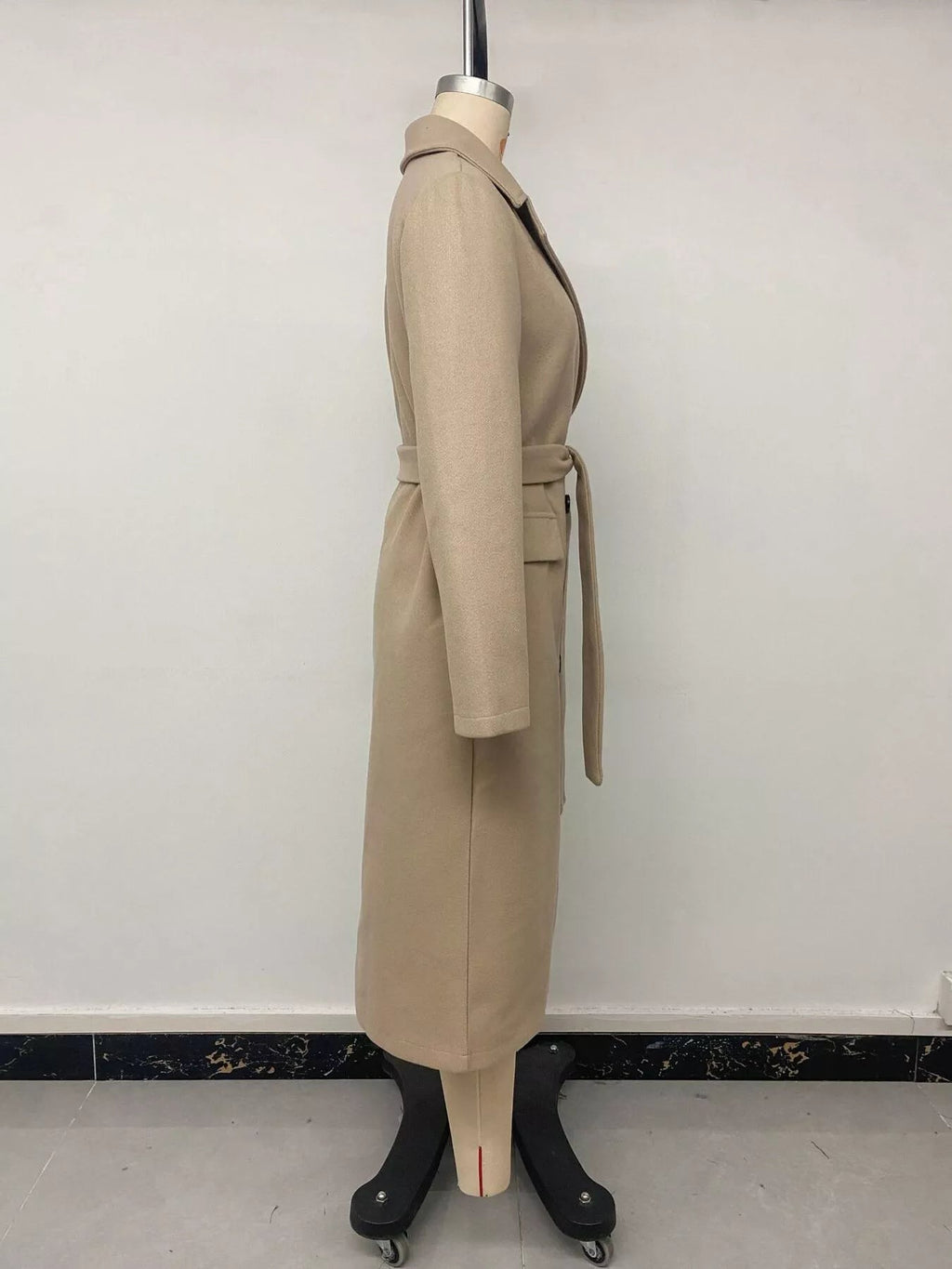 Double-Breasted Lapel Collar Longline Coat - TheMomCo.