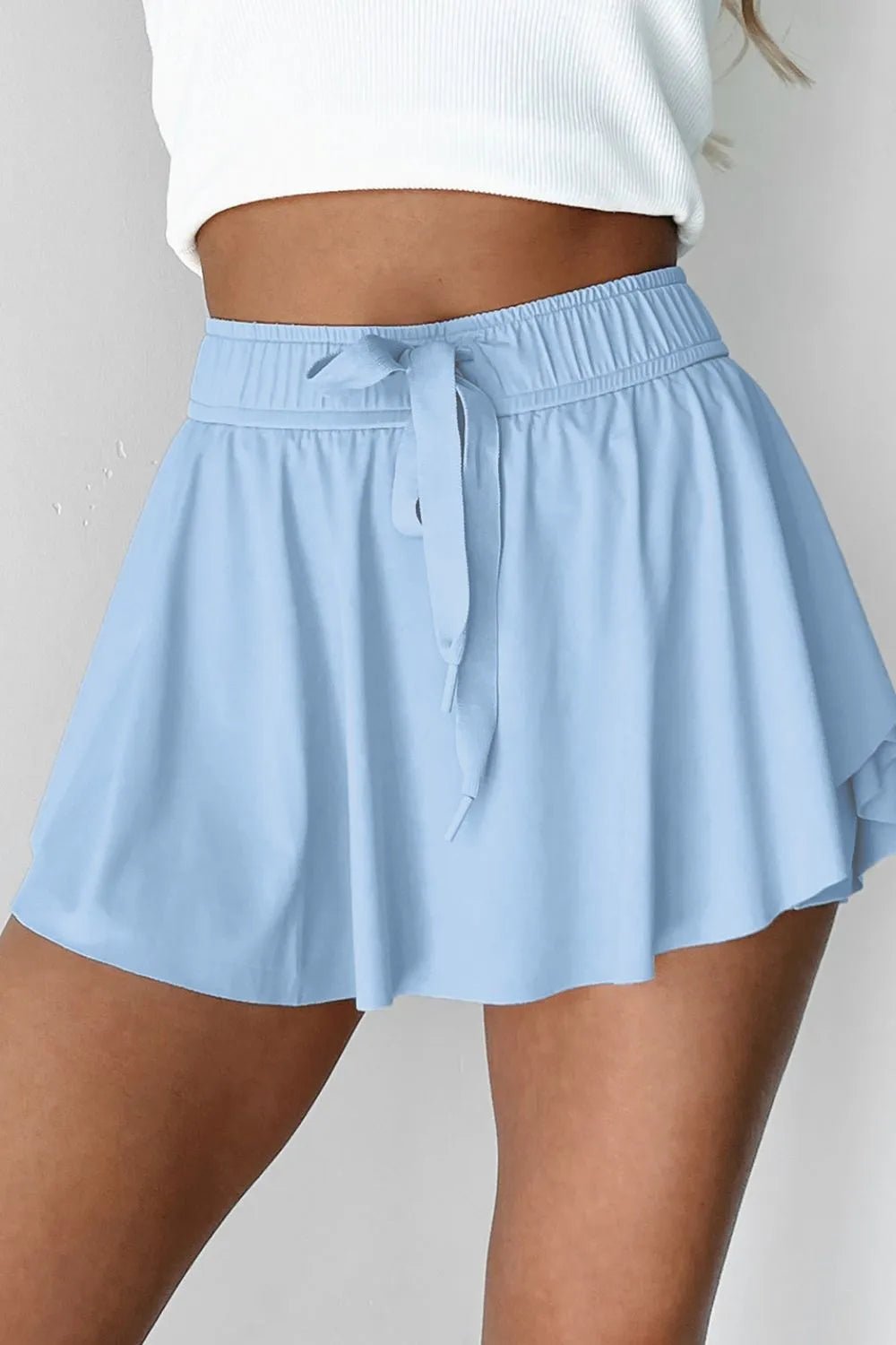 Drawstring High Waist Lined Active Skorts - TheMomCo.
