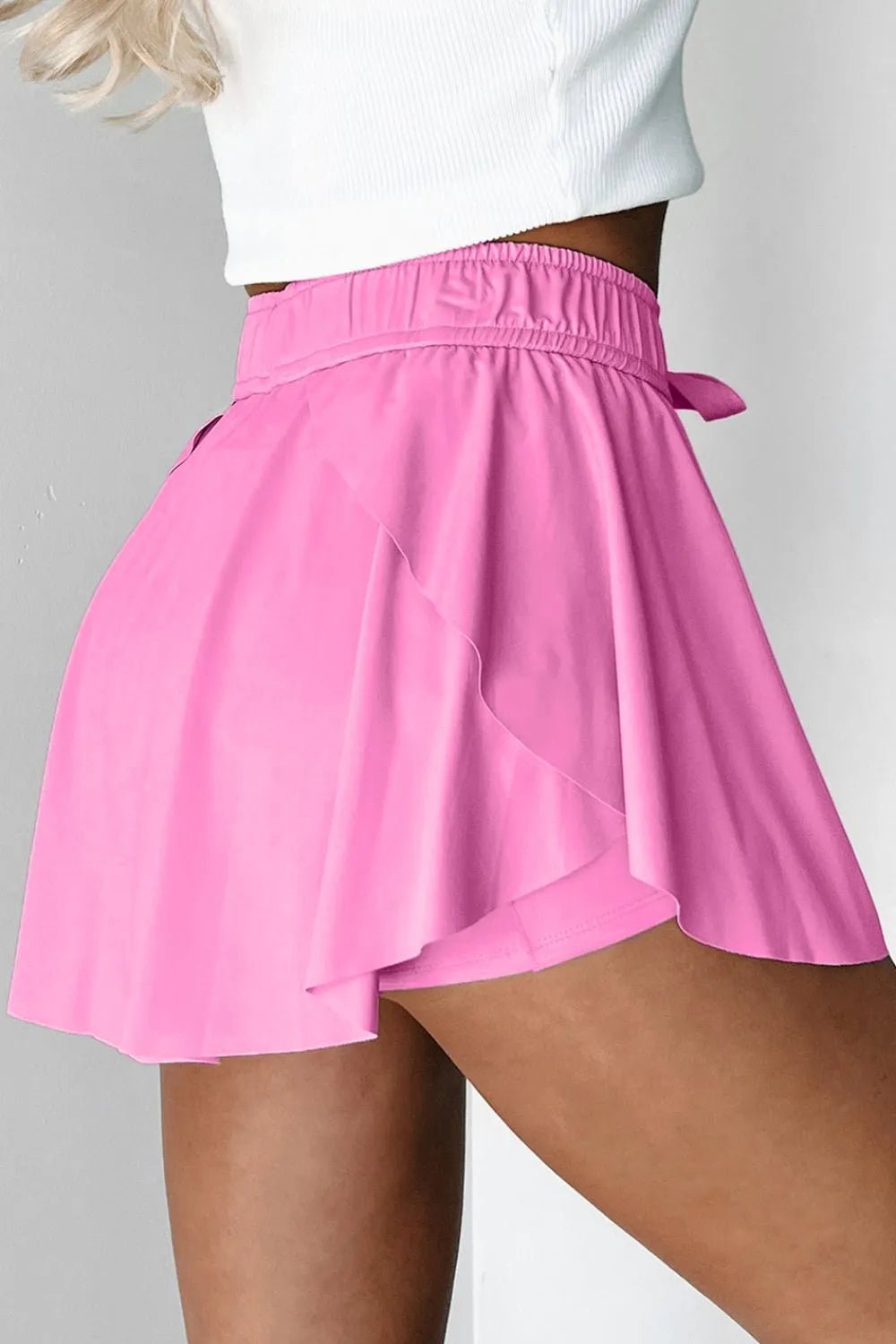 Drawstring High Waist Lined Active Skorts - TheMomCo.