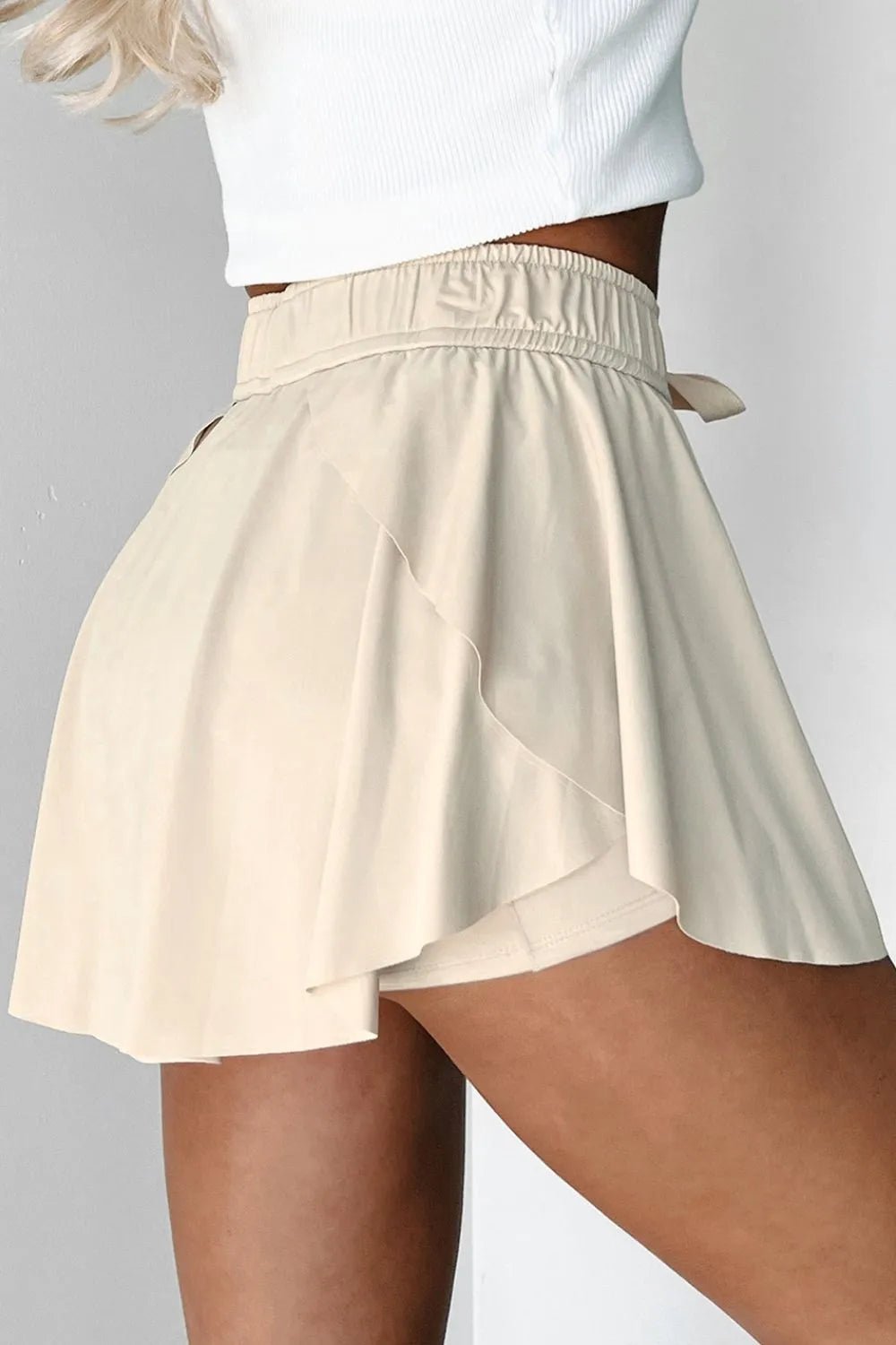 Drawstring High Waist Lined Active Skorts - TheMomCo.