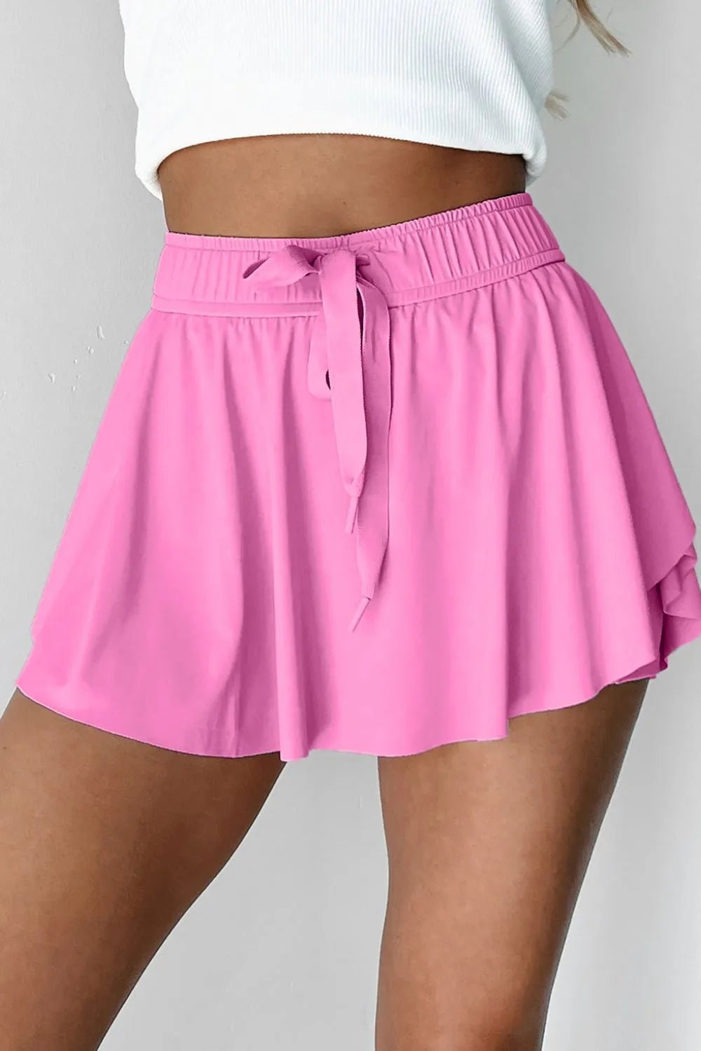 Drawstring High Waist Lined Active Skorts - TheMomCo.