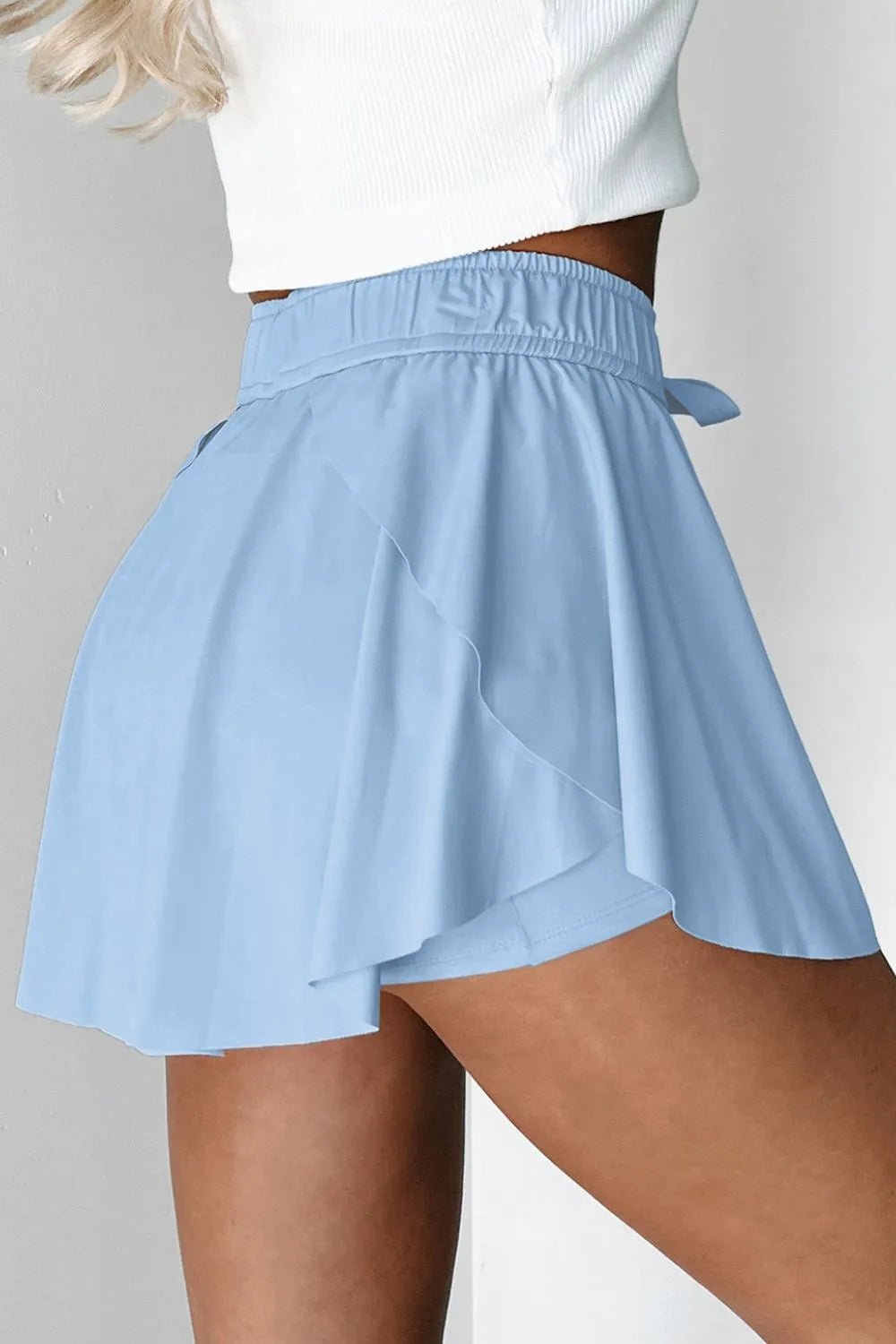 Drawstring High Waist Lined Active Skorts - TheMomCo.