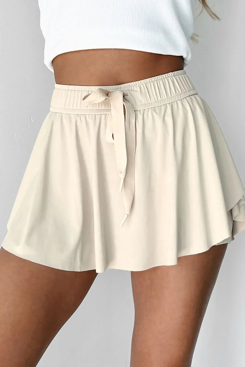 Drawstring High Waist Lined Active Skorts - TheMomCo.