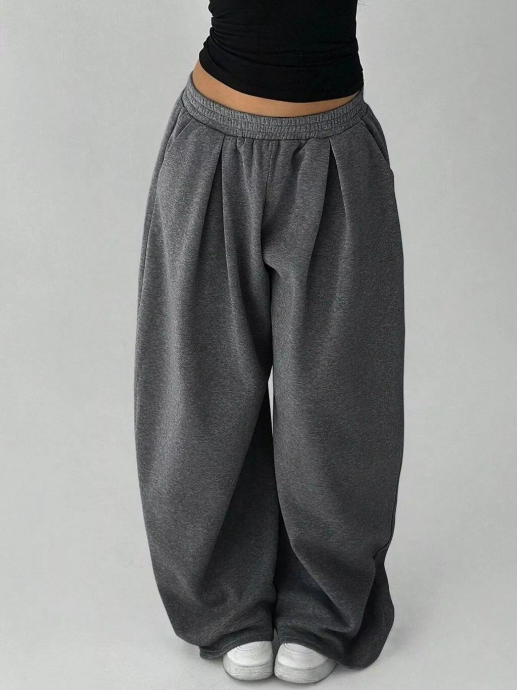Elastic Waist Wide-Leg Sweatpants - TheMomCo.