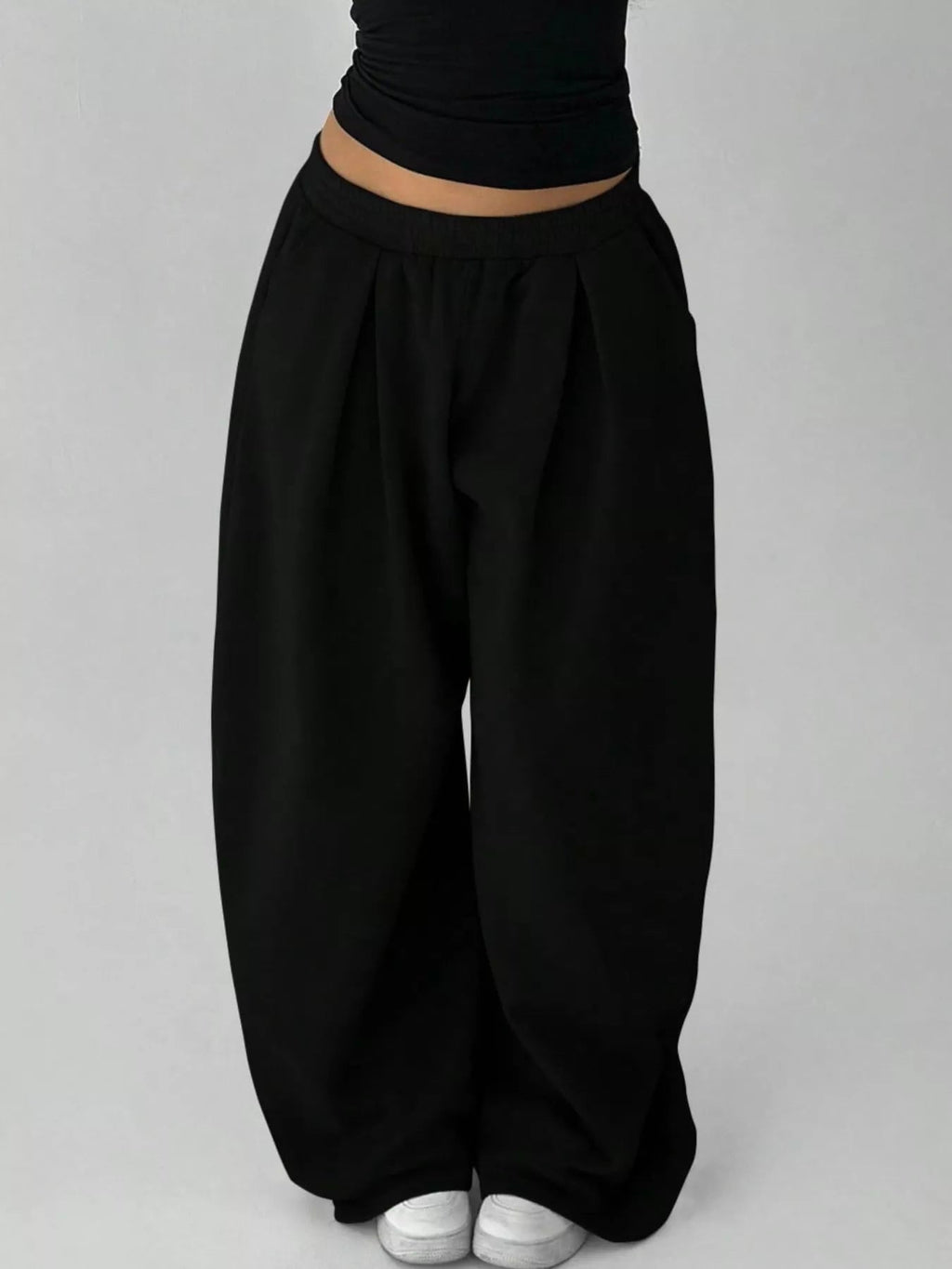 Elastic Waist Wide-Leg Sweatpants - TheMomCo.