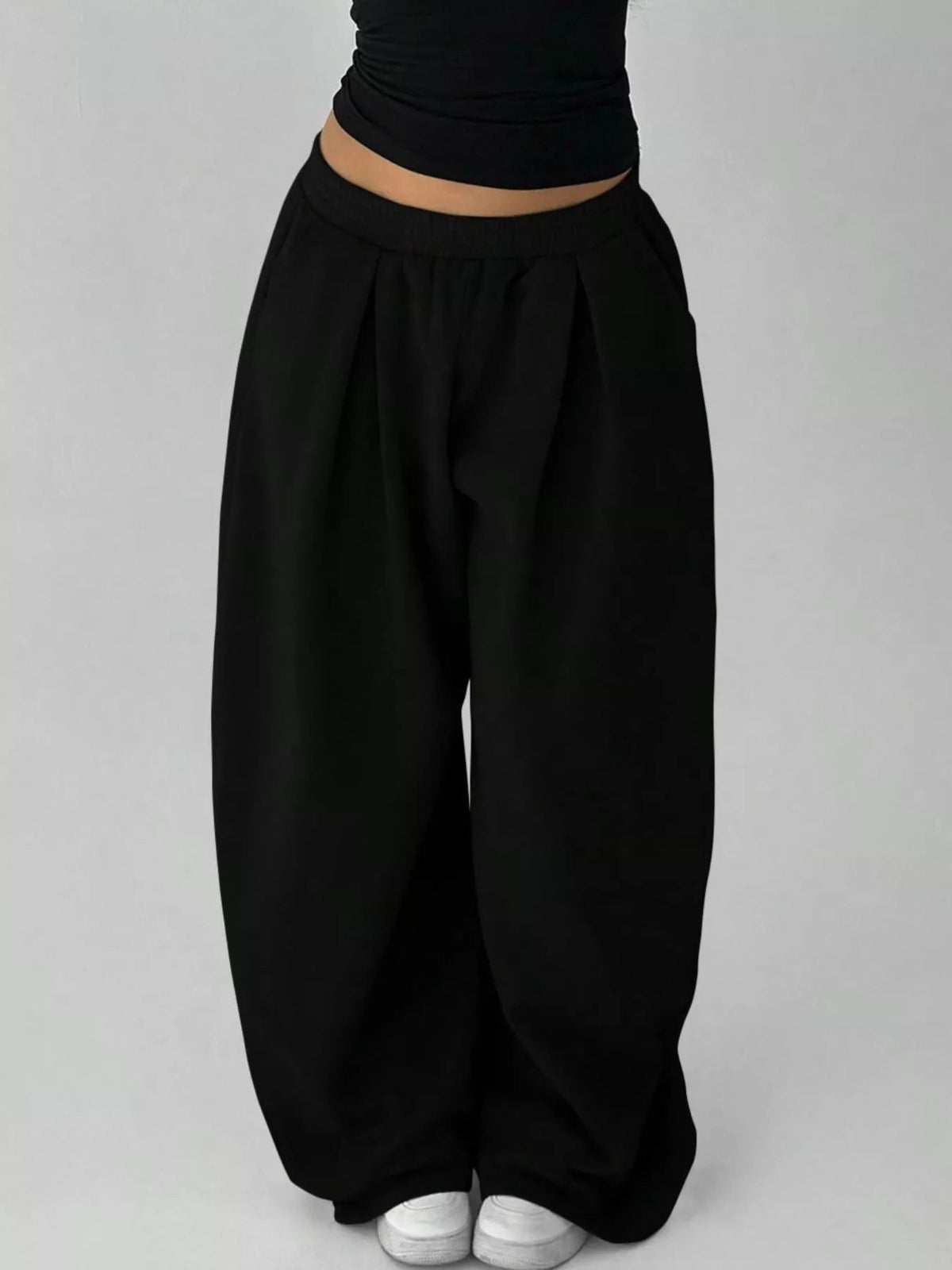 Elastic Waist Wide-Leg Sweatpants - TheMomCo.