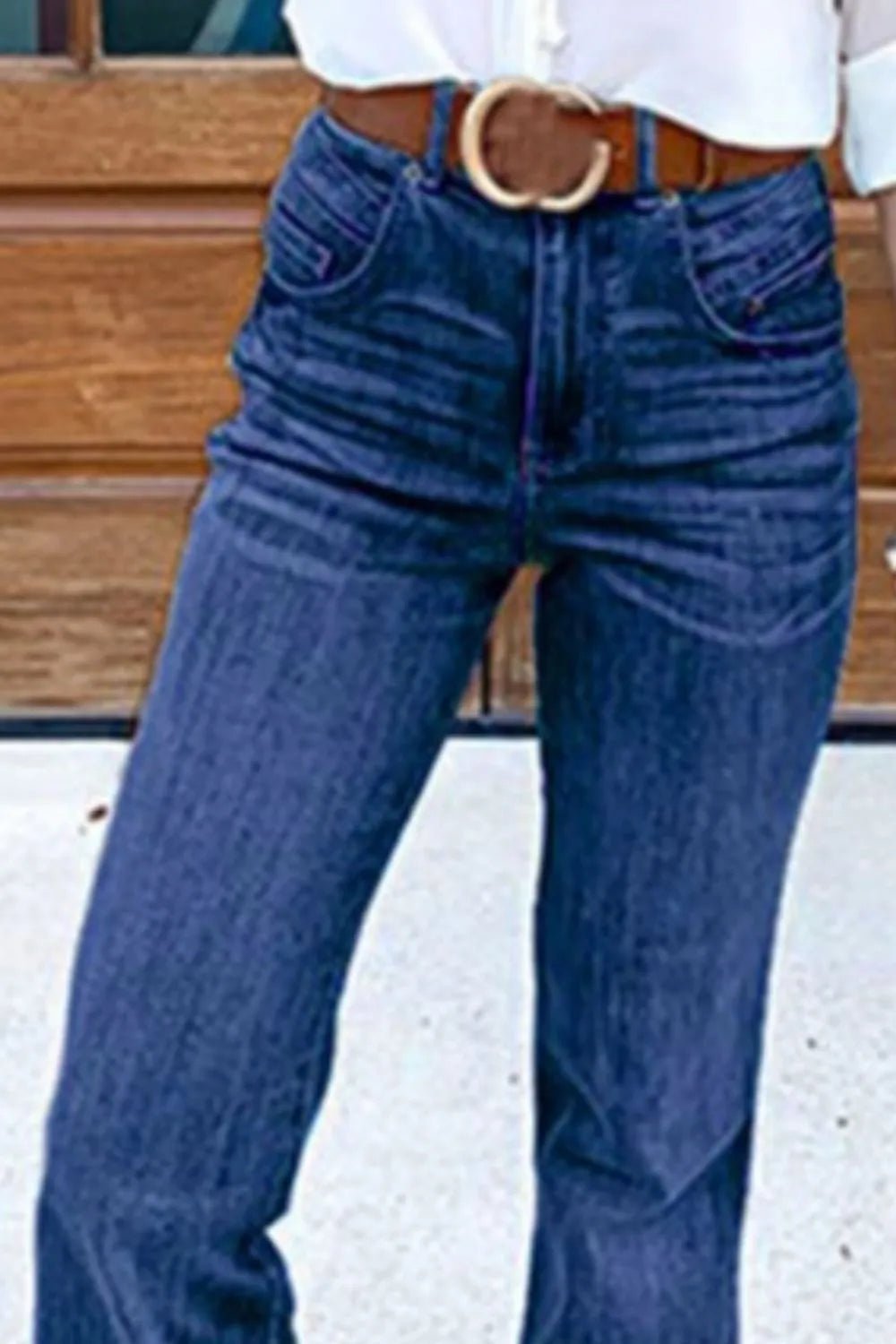 Full Size Flare Jeans with Pockets Plus Size - TheMomCo.