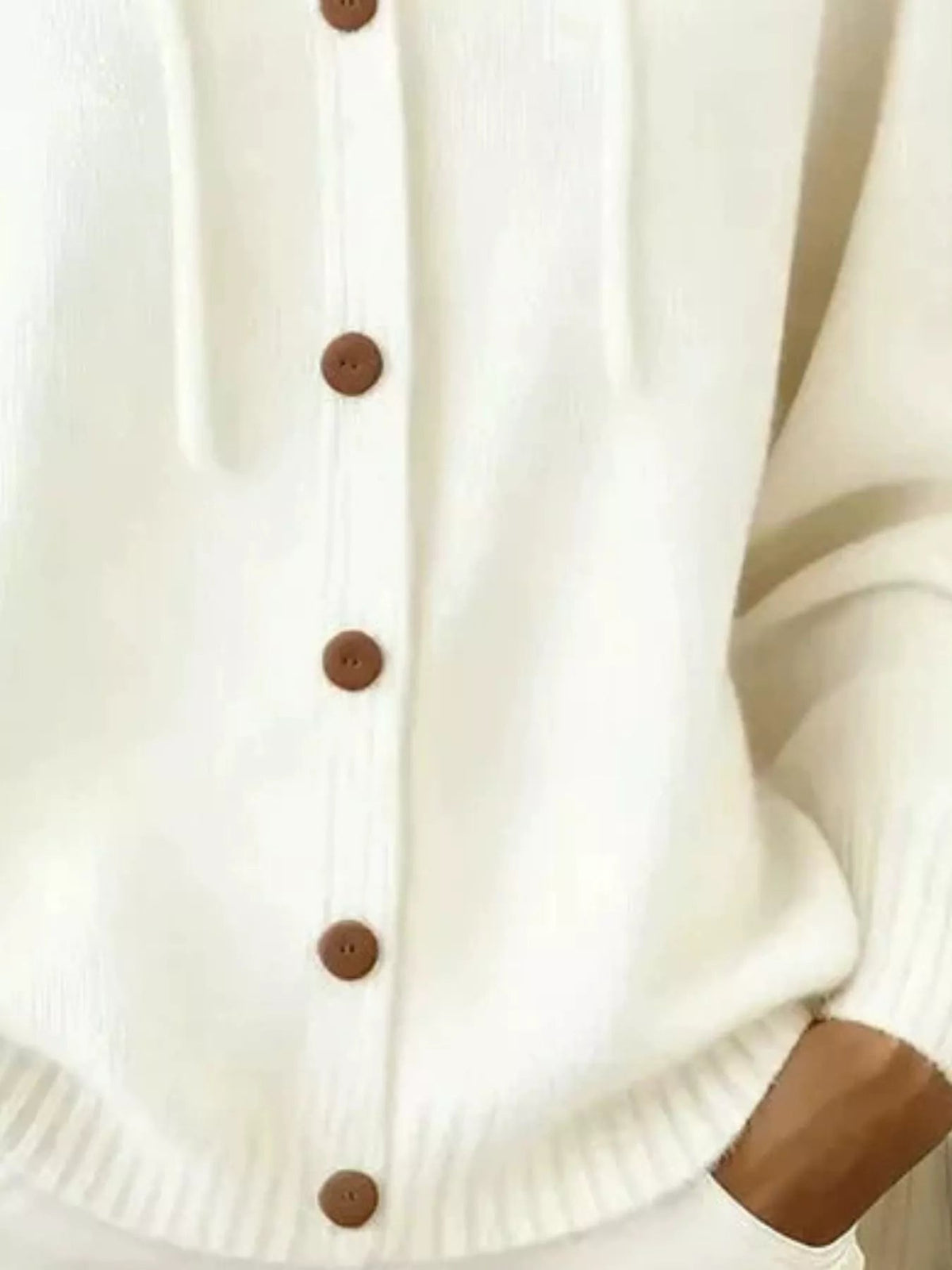 Full Size Hooded Button-Down Knit Cardigan Plus Size - TheMomCo.