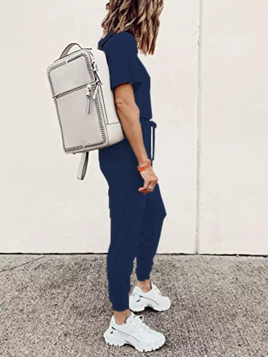 Full Size Round Neck Top and Drawstring Pants Set Plus Size - TheMomCo.