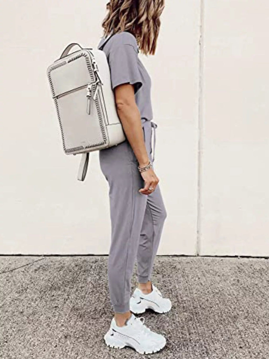 Full Size Round Neck Top and Drawstring Pants Set Plus Size - TheMomCo.