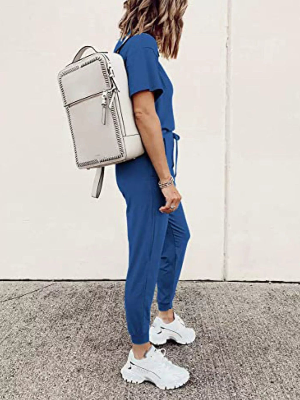 Full Size Round Neck Top and Drawstring Pants Set Plus Size - TheMomCo.