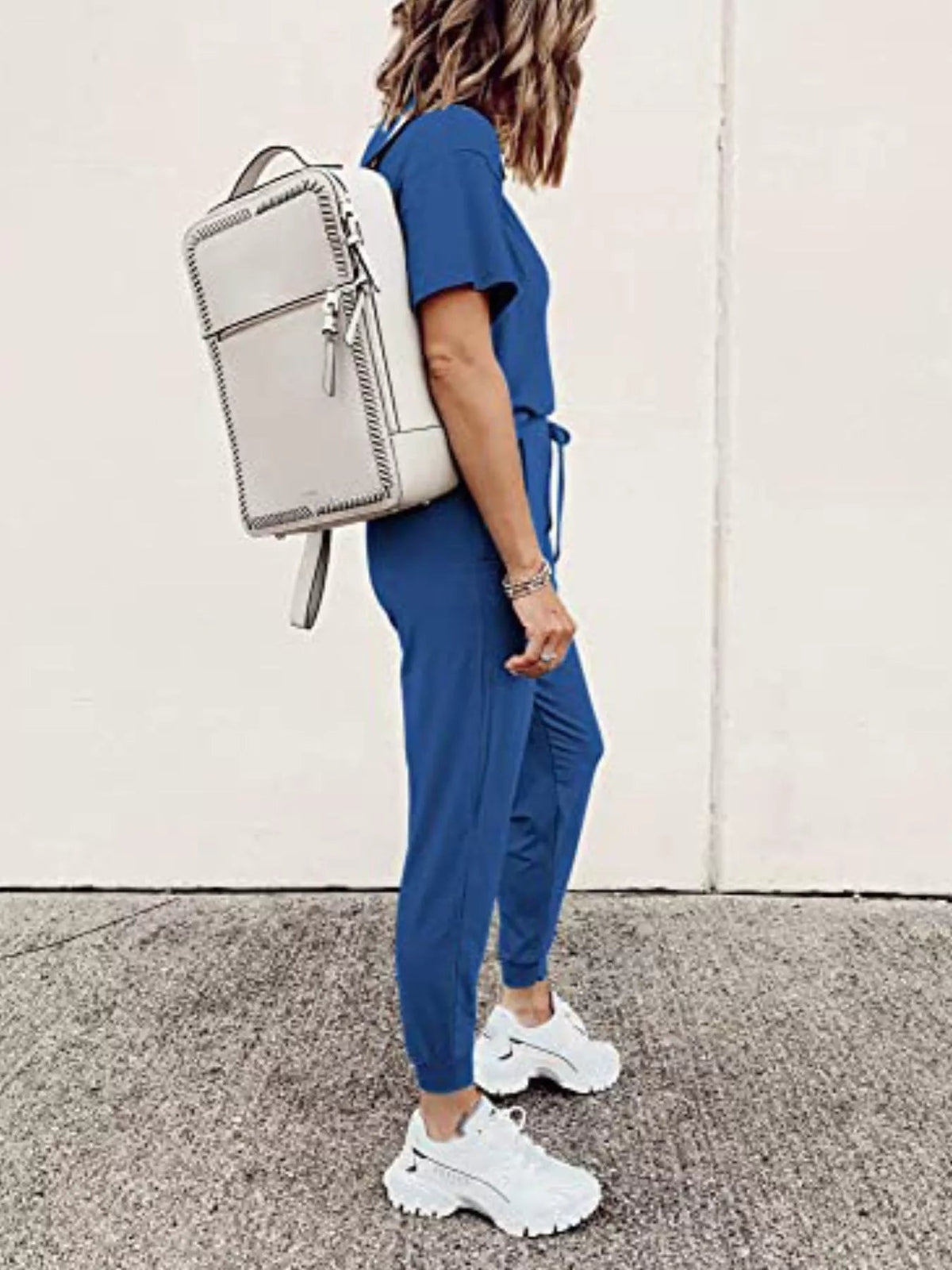 Full Size Round Neck Top and Drawstring Pants Set Plus Size - TheMomCo.