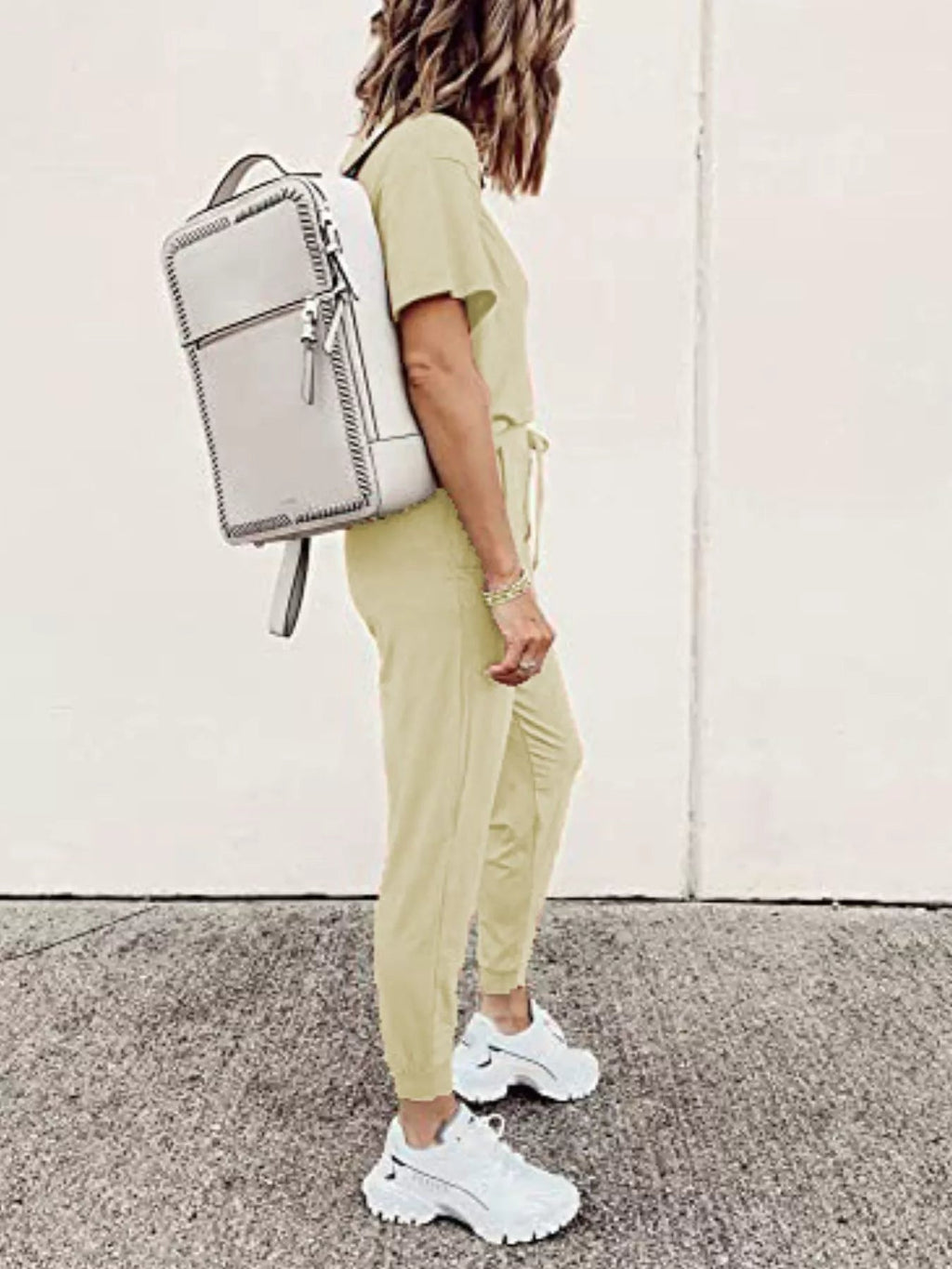 Full Size Round Neck Top and Drawstring Pants Set Plus Size - TheMomCo.
