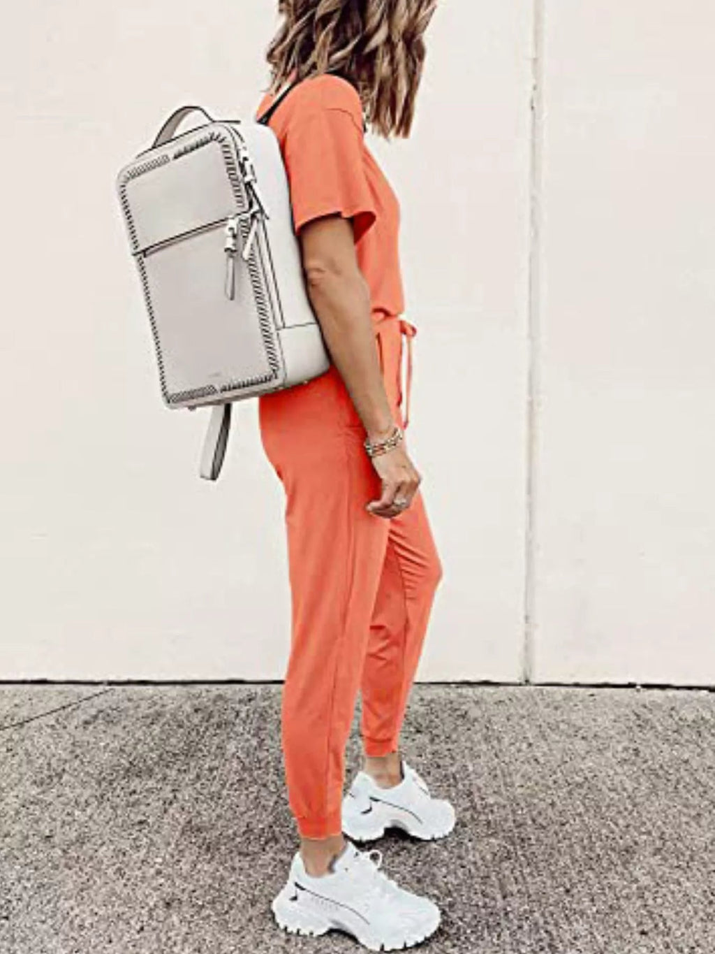 Full Size Round Neck Top and Drawstring Pants Set Plus Size - TheMomCo.