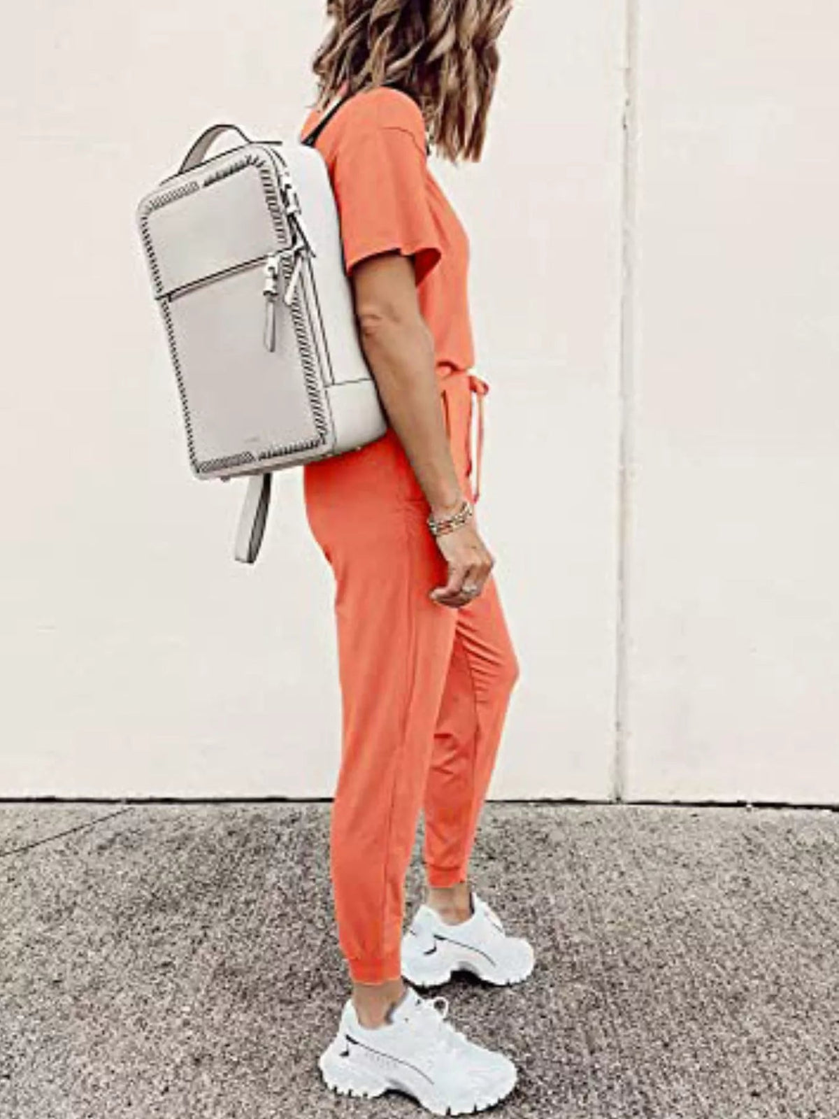 Full Size Round Neck Top and Drawstring Pants Set Plus Size - TheMomCo.