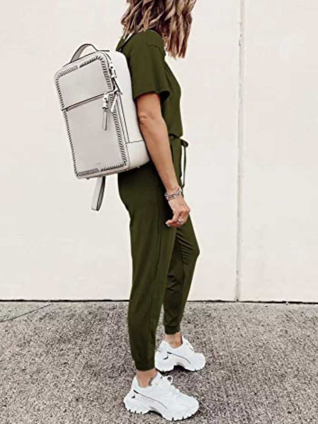 Full Size Round Neck Top and Drawstring Pants Set Plus Size - TheMomCo.