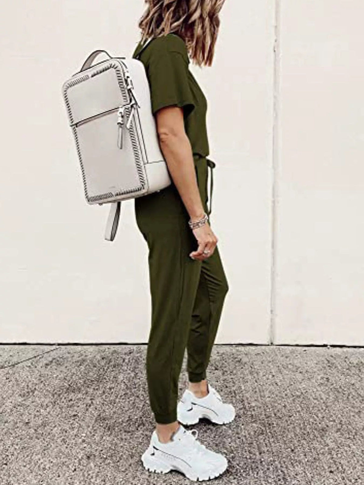 Full Size Round Neck Top and Drawstring Pants Set Plus Size - TheMomCo.