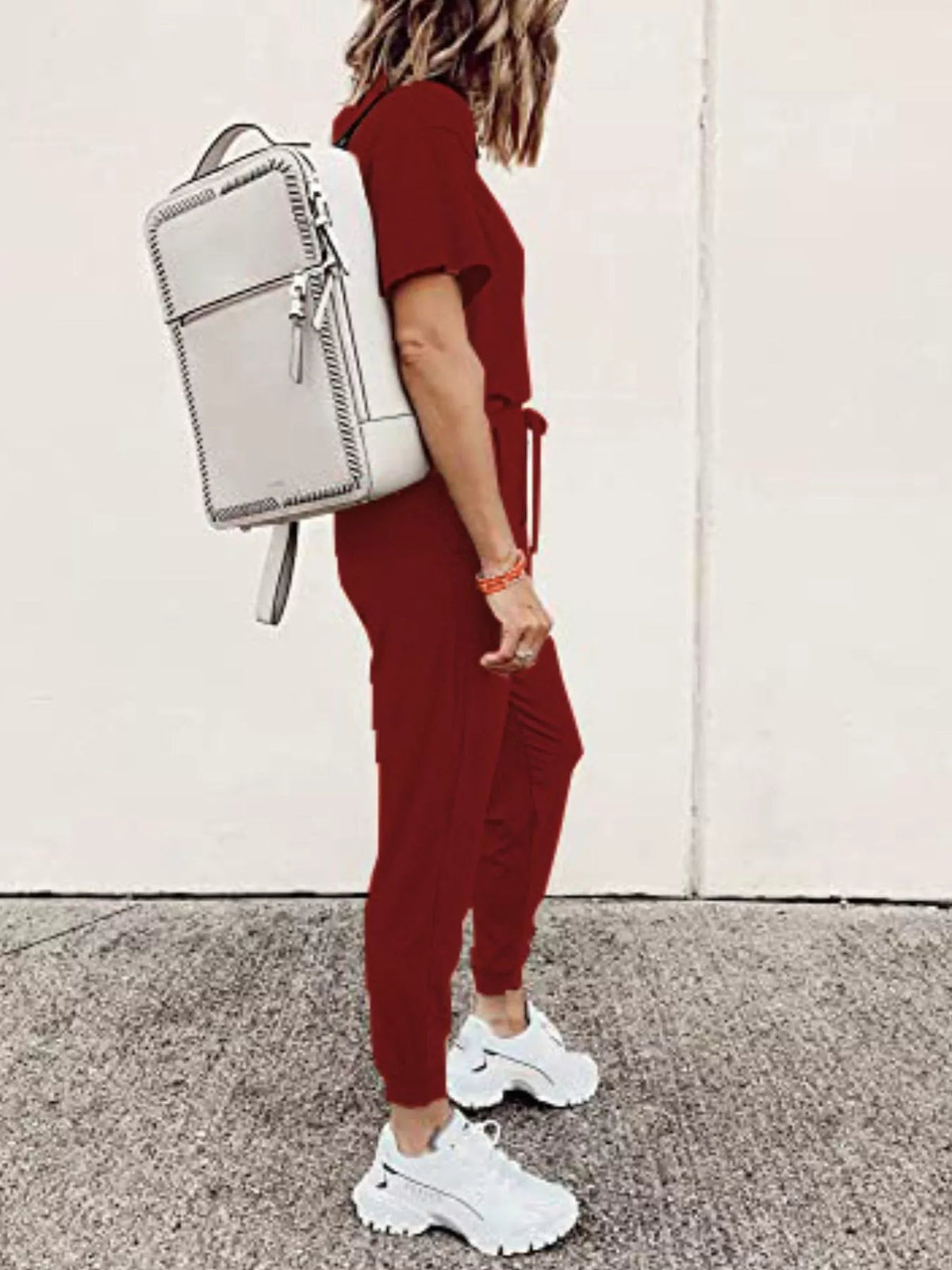 Full Size Round Neck Top and Drawstring Pants Set Plus Size - TheMomCo.