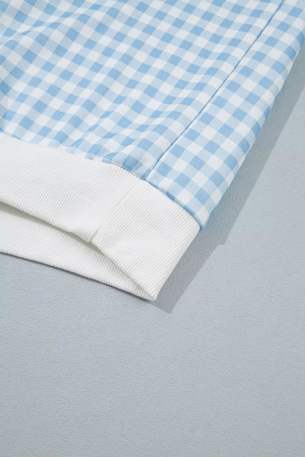 Gingham Long Sleeve Sweatshirt and Shorts Set - TheMomCo.