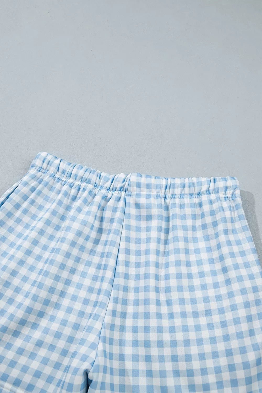 Gingham Long Sleeve Sweatshirt and Shorts Set - TheMomCo.