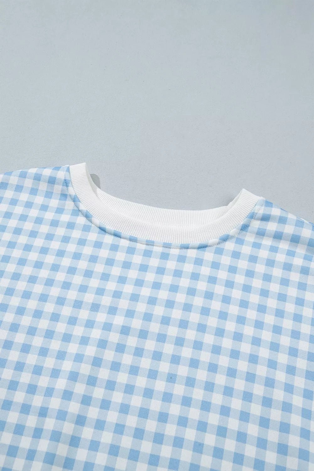 Gingham Long Sleeve Sweatshirt and Shorts Set - TheMomCo.