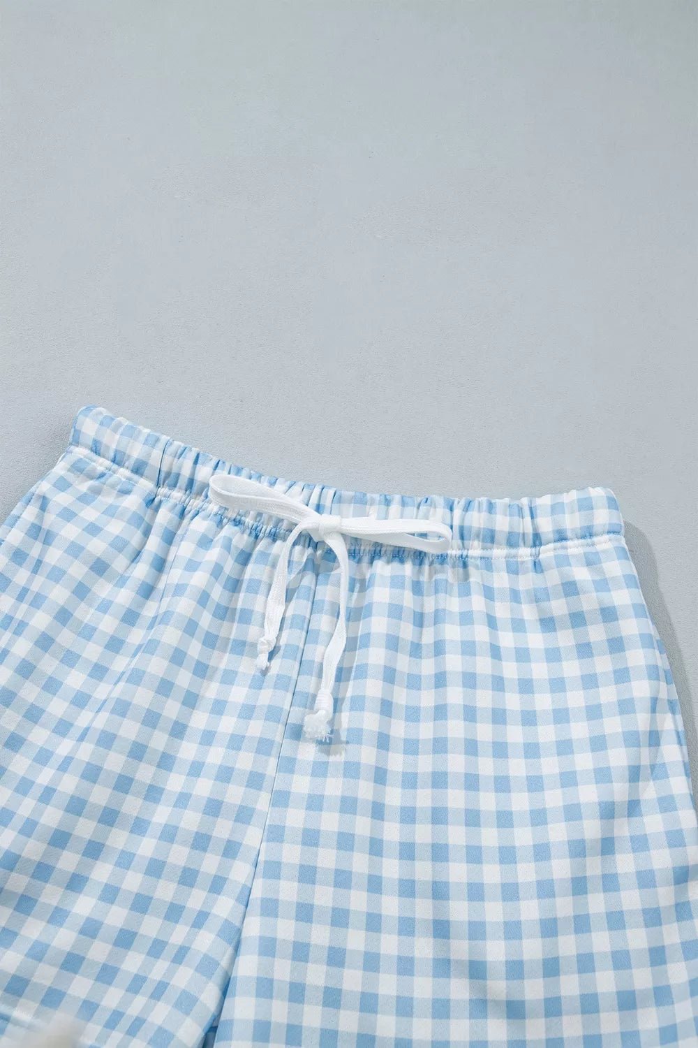 Gingham Long Sleeve Sweatshirt and Shorts Set - TheMomCo.