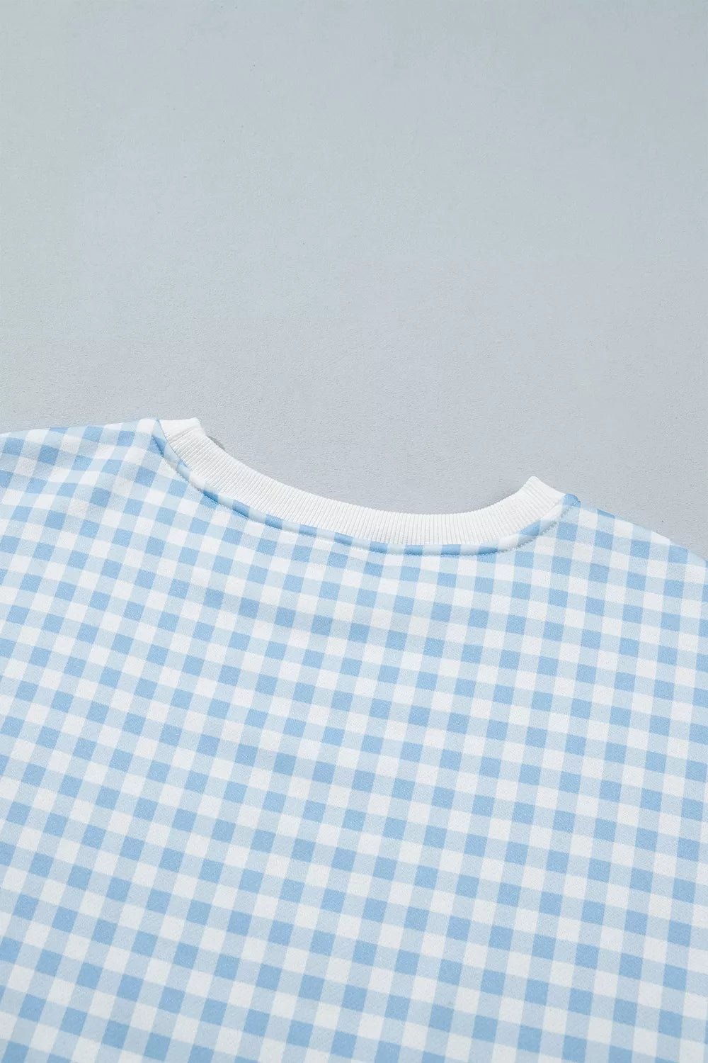 Gingham Long Sleeve Sweatshirt and Shorts Set - TheMomCo.