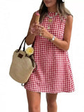 Gingham Sleeveless A-Line Mini Dress - TheMomCo.